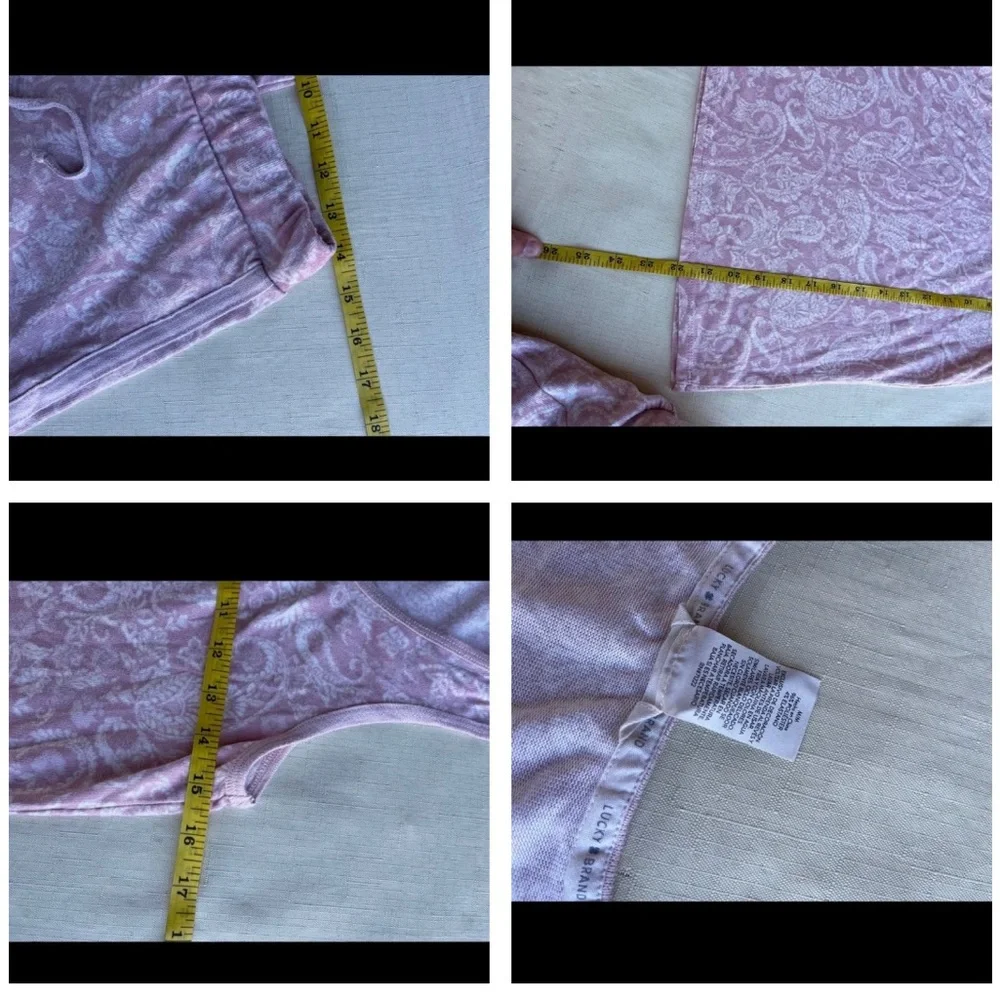 Lucky Brand M pink & white paisley PJ set